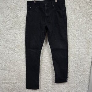 Uniqlo Selvedge Jeans Mens 33x34 (fits 32x32) Black Slim Straight Midrise